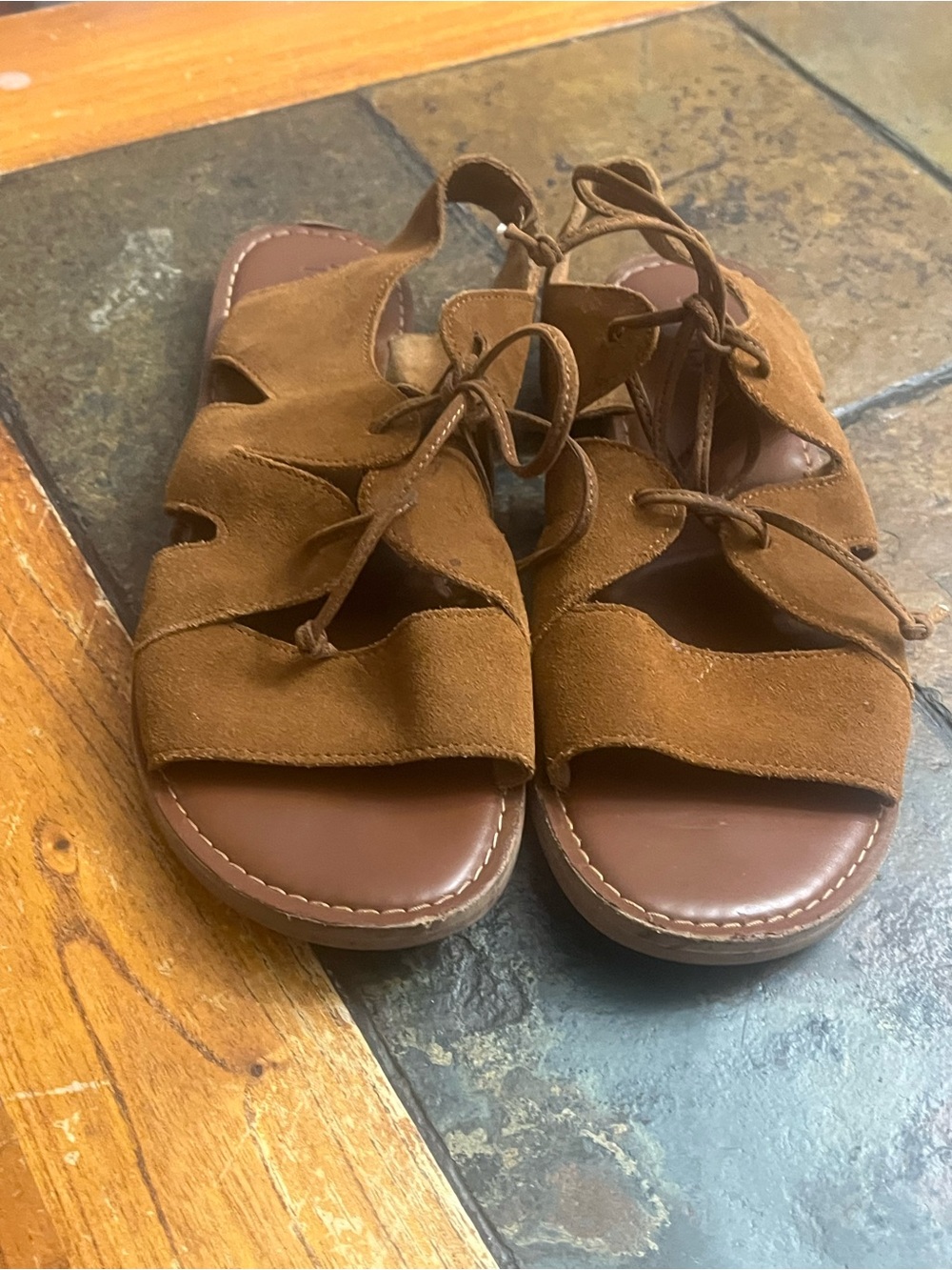 Toms Women's Suede Lace-Up Sandals - Chestnut Brown